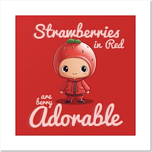 Strawberries in Red are Berry Adorable Kawaii Anime T-shirt Posters and Art